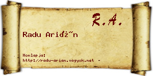 Radu Arián névjegykártya